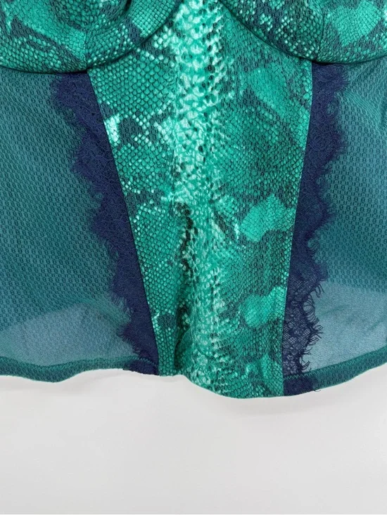 Cacique Women’s Corset Green Snake-Print Lace & Mesh Bustier Size 22/24 - Picture 5 of 7